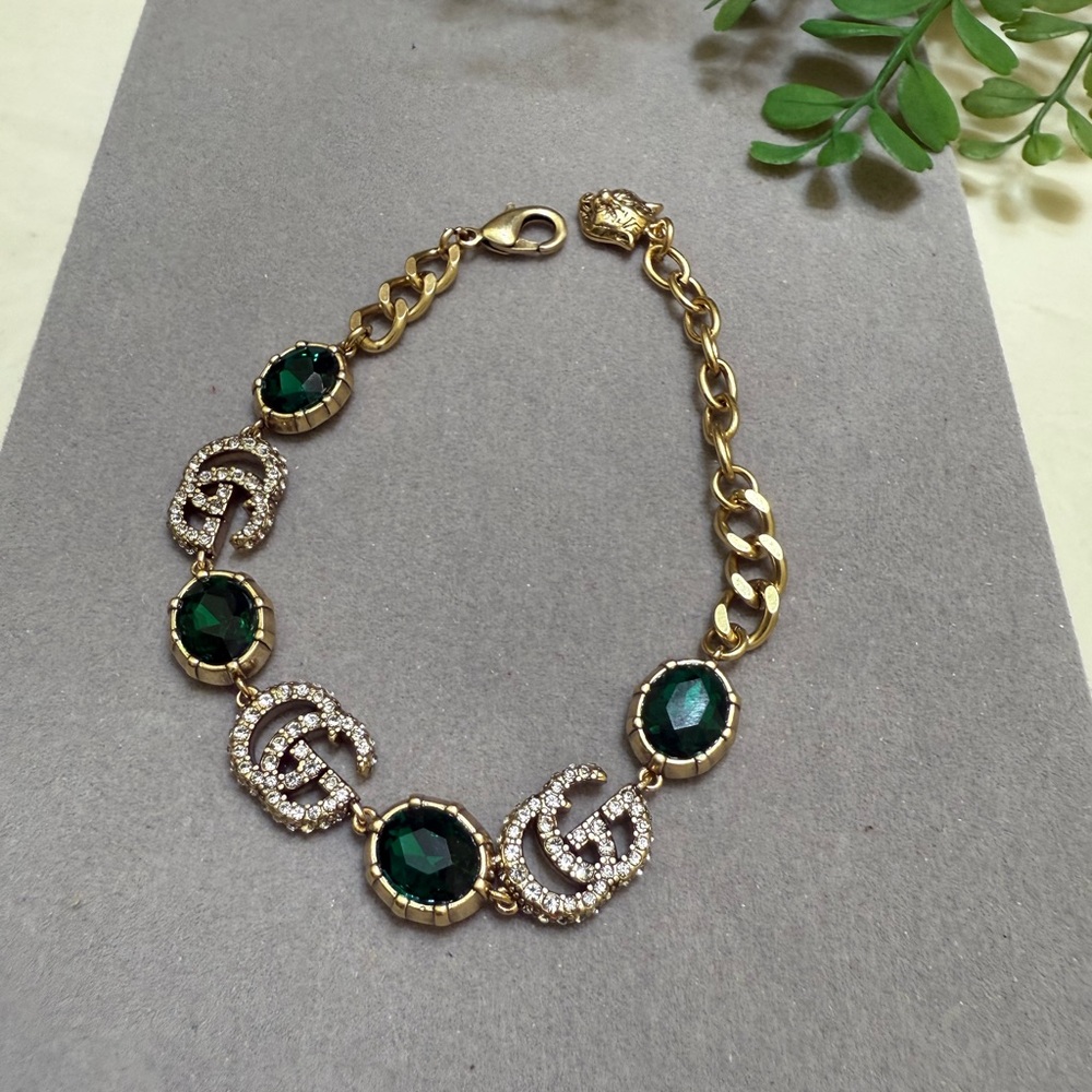 Elegant Gold and Green GG Bracelet